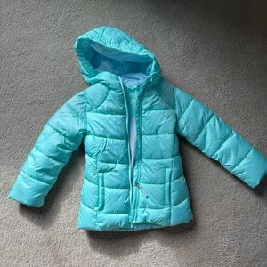 Girls Aqua Puffer Coat NWOT
